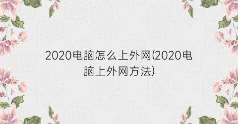 2020电脑怎么上外网(2020电脑上外网方法)