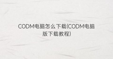 CODM电脑怎么下载(CODM电脑版下载教程)