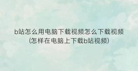 “b站怎么用电脑下载视频怎么下载视频(怎样在电脑上下载b站视频)