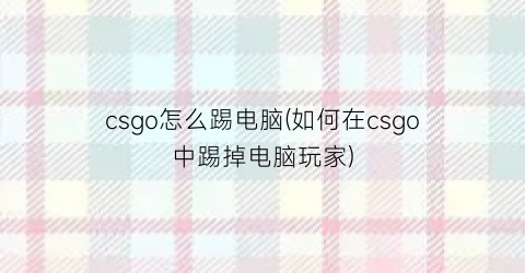 “csgo怎么踢电脑(如何在csgo中踢掉电脑玩家)