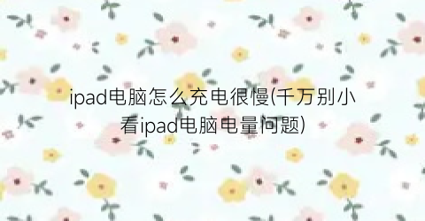 “ipad电脑怎么充电很慢(千万别小看ipad电脑电量问题)