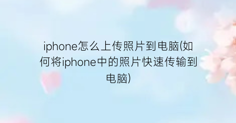 iphone怎么上传照片到电脑(如何将iphone中的照片快速传输到电脑)