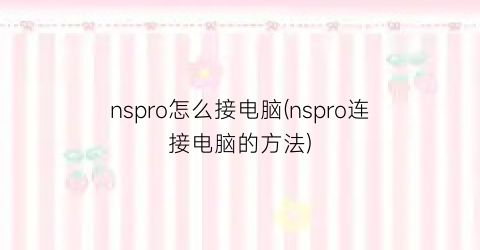 nspro怎么接电脑(nspro连接电脑的方法)