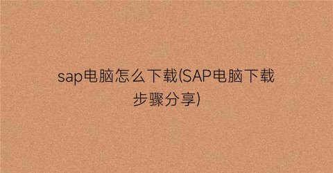 “sap电脑怎么下载(SAP电脑下载步骤分享)
