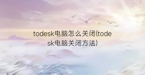 todesk电脑怎么关闭(todesk电脑关闭方法)