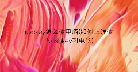 usbkey怎么插电脑(如何正确插入usbkey到电脑)
