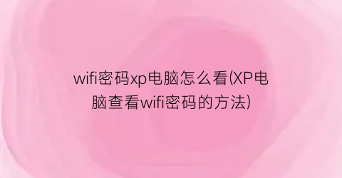 wifi密码xp电脑怎么看(XP电脑查看wifi密码的方法)