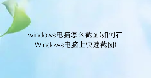 windows电脑怎么截图(如何在Windows电脑上快速截图)