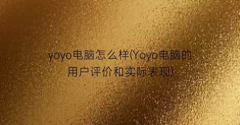 yoyo电脑怎么样(Yoyo电脑的用户评价和实际表现)