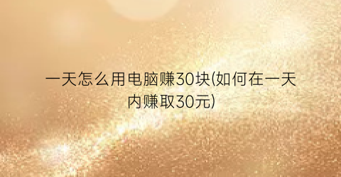 “一天怎么用电脑赚30块(如何在一天内赚取30元)