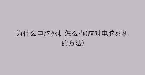 为什么电脑死机怎么办(应对电脑死机的方法)