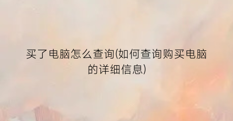 “买了电脑怎么查询(如何查询购买电脑的详细信息)