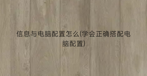 信息与电脑配置怎么(学会正确搭配电脑配置)