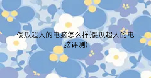 “傻瓜超人的电脑怎么样(傻瓜超人的电脑评测)