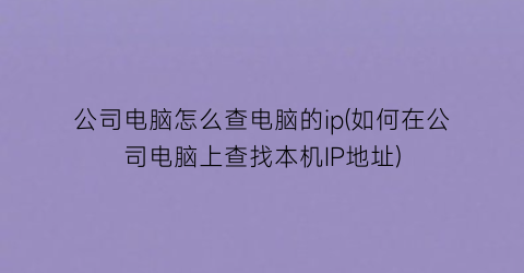 公司电脑怎么查电脑的ip(如何在公司电脑上查找本机IP地址)