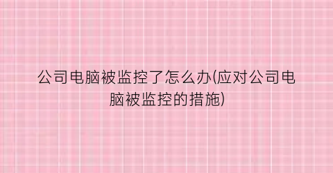 “公司电脑被监控了怎么办(应对公司电脑被监控的措施)