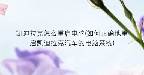 凯迪拉克怎么重启电脑(如何正确地重启凯迪拉克汽车的电脑系统)