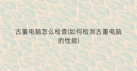 “古董电脑怎么检查(如何检测古董电脑的性能)
