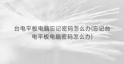 台电平板电脑忘记密码怎么办(忘记台电平板电脑密码怎么办)