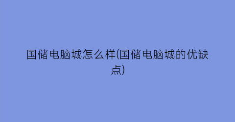 国储电脑城怎么样(国储电脑城的优缺点)