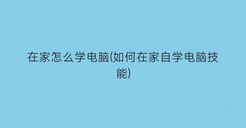 在家怎么学电脑(如何在家自学电脑技能)