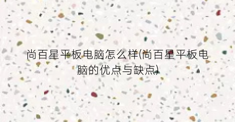 尚百星平板电脑怎么样(尚百星平板电脑的优点与缺点)