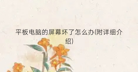 “平板电脑的屏幕坏了怎么办(附详细介绍)