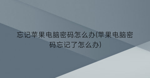 忘记苹果电脑密码怎么办(苹果电脑密码忘记了怎么办)