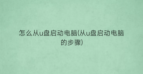 怎么从u盘启动电脑(从u盘启动电脑的步骤)