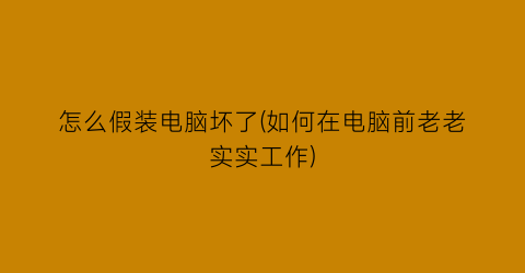 怎么假装电脑坏了(如何在电脑前老老实实工作)