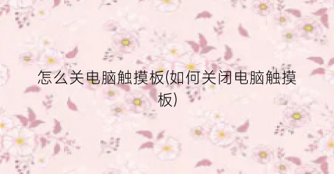 “怎么关电脑触摸板(如何关闭电脑触摸板)