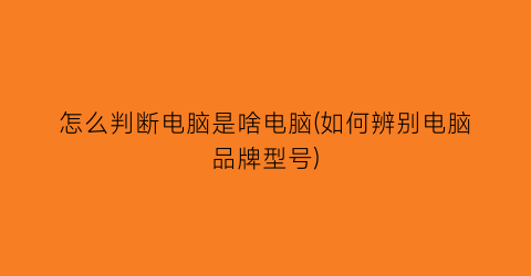 怎么判断电脑是啥电脑(如何辨别电脑品牌型号)