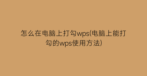 怎么在电脑上打勾wps(电脑上能打勾的wps使用方法)