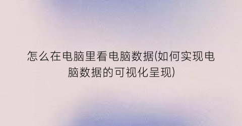 怎么在电脑里看电脑数据(如何实现电脑数据的可视化呈现)