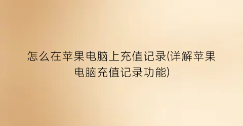 怎么在苹果电脑上充值记录(详解苹果电脑充值记录功能)