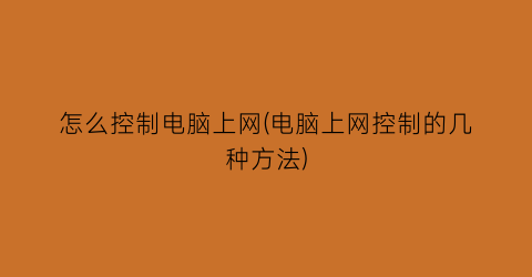 怎么控制电脑上网(电脑上网控制的几种方法)