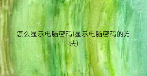 “怎么显示电脑密码(显示电脑密码的方法)