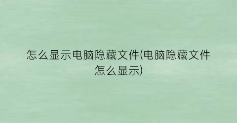 怎么显示电脑隐藏文件(电脑隐藏文件怎么显示)