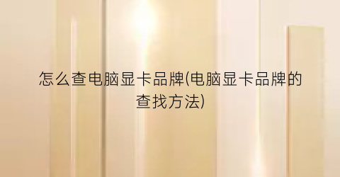 “怎么查电脑显卡品牌(电脑显卡品牌的查找方法)