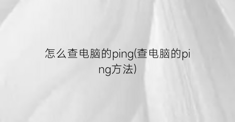 怎么查电脑的ping(查电脑的ping方法)