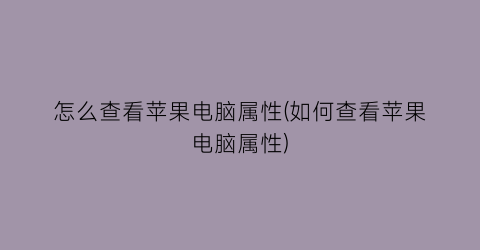 怎么查看苹果电脑属性(如何查看苹果电脑属性)