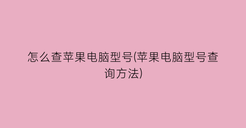 怎么查苹果电脑型号(苹果电脑型号查询方法)