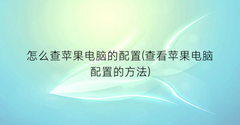 怎么查苹果电脑的配置(查看苹果电脑配置的方法)