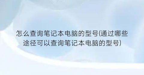 怎么查询笔记本电脑的型号(通过哪些途径可以查询笔记本电脑的型号)