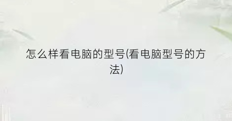 “怎么样看电脑的型号(看电脑型号的方法)