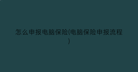 “怎么申报电脑保险(电脑保险申报流程)