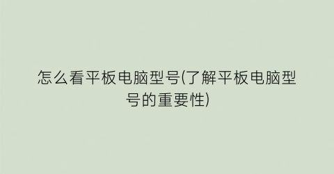 怎么看平板电脑型号(了解平板电脑型号的重要性)