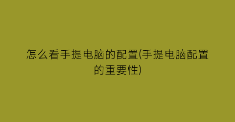 怎么看手提电脑的配置(手提电脑配置的重要性)