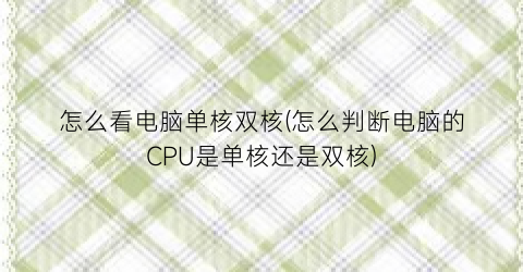 “怎么看电脑单核双核(怎么判断电脑的CPU是单核还是双核)