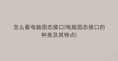 “怎么看电脑固态接口(电脑固态接口的种类及其特点)